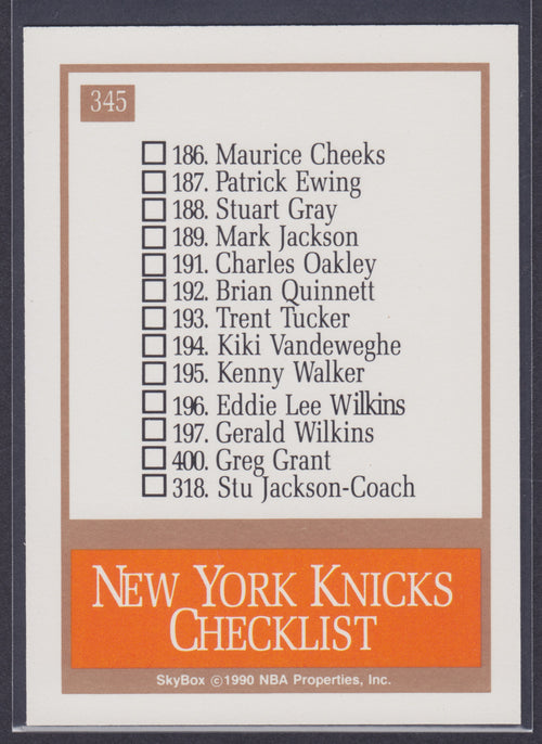 1990-91 SkyBox #345 New York Knicks TC - NBA