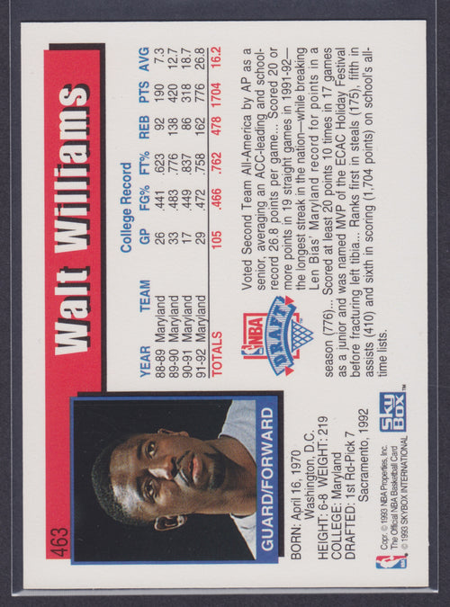 1992-93 Hoops #463 Walt Williams RC - NBA