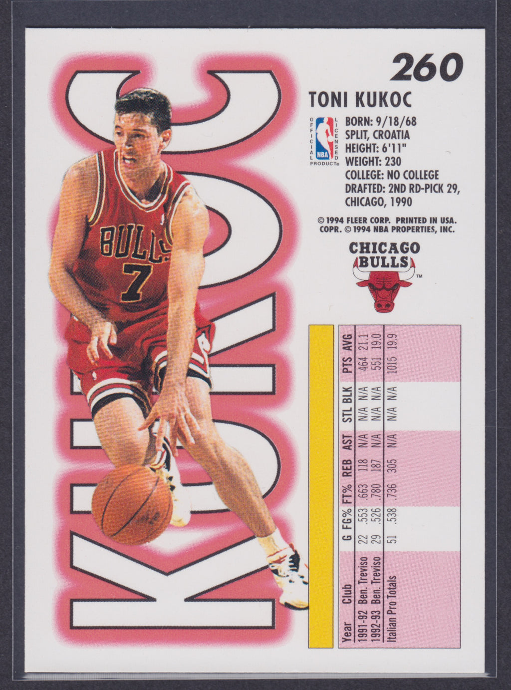 1993-94 Fleer #260 Toni Kukoc RC - NBA