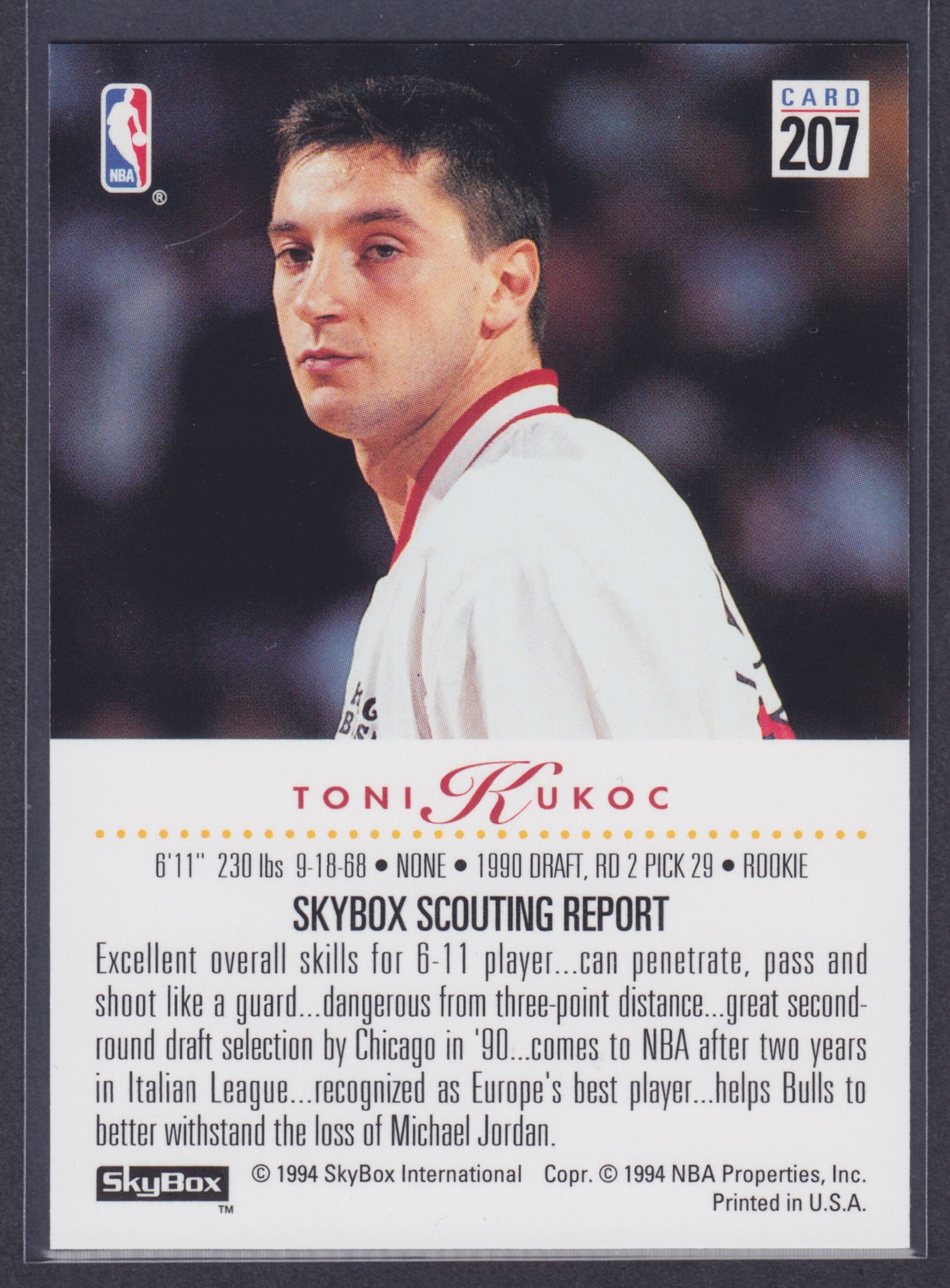 1993-94 SkyBox Premium #207 Toni Kukoc RC - NBA