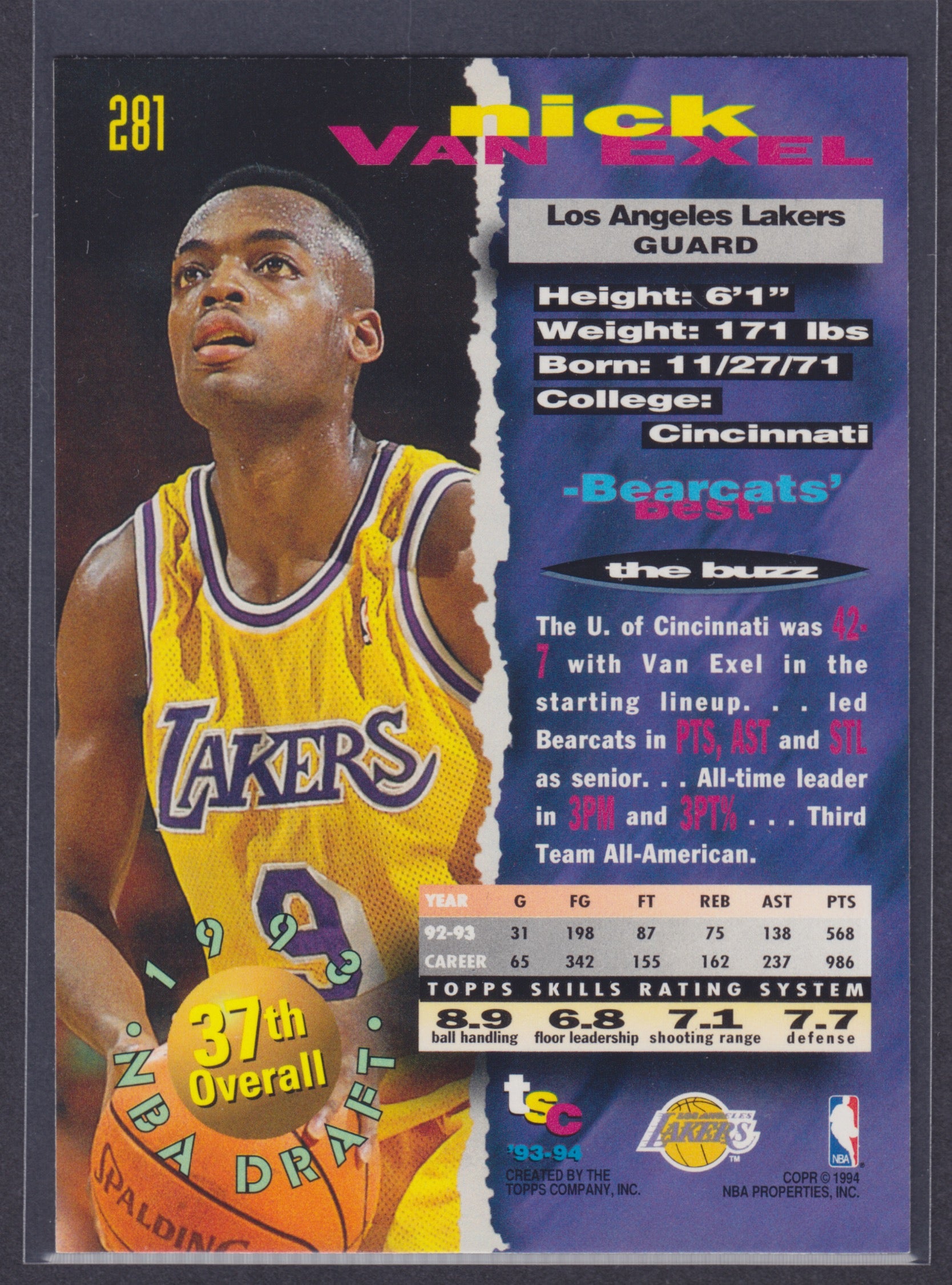 1993-94 Stadium Club #281 Nick Van Exel RC - NBA