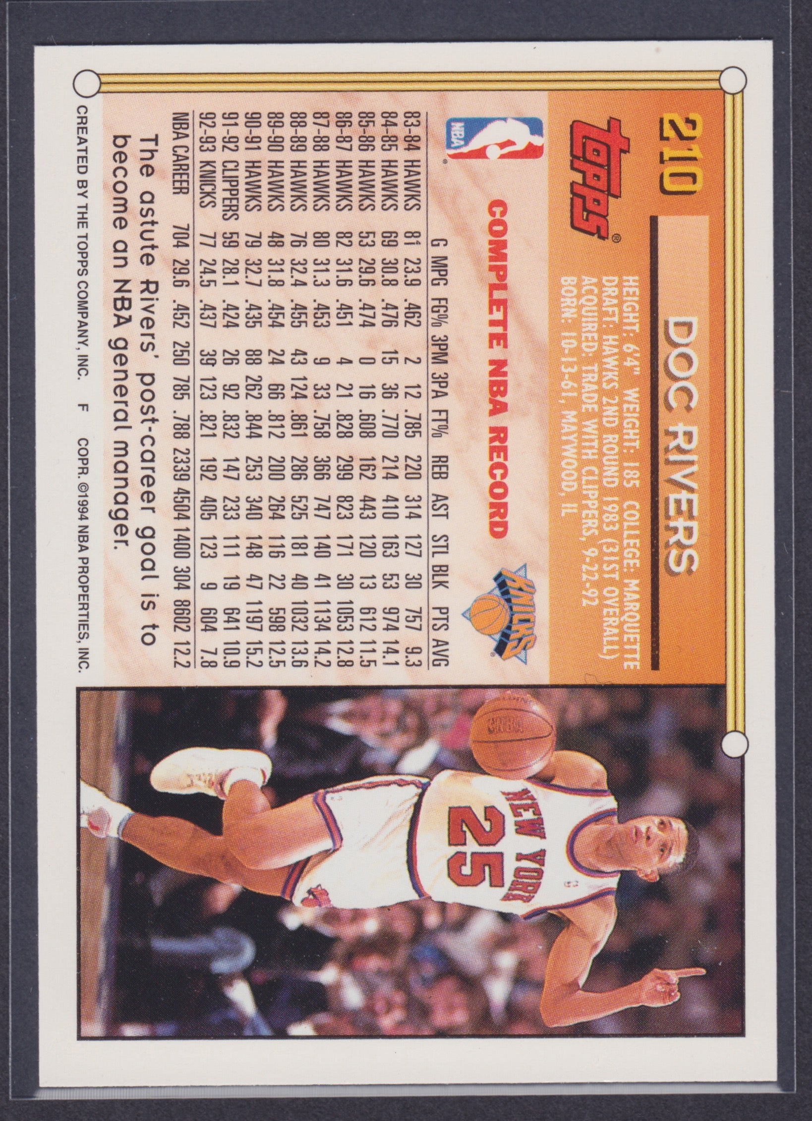 1993-94 Topps Gold #210 Doc Rivers - NBA