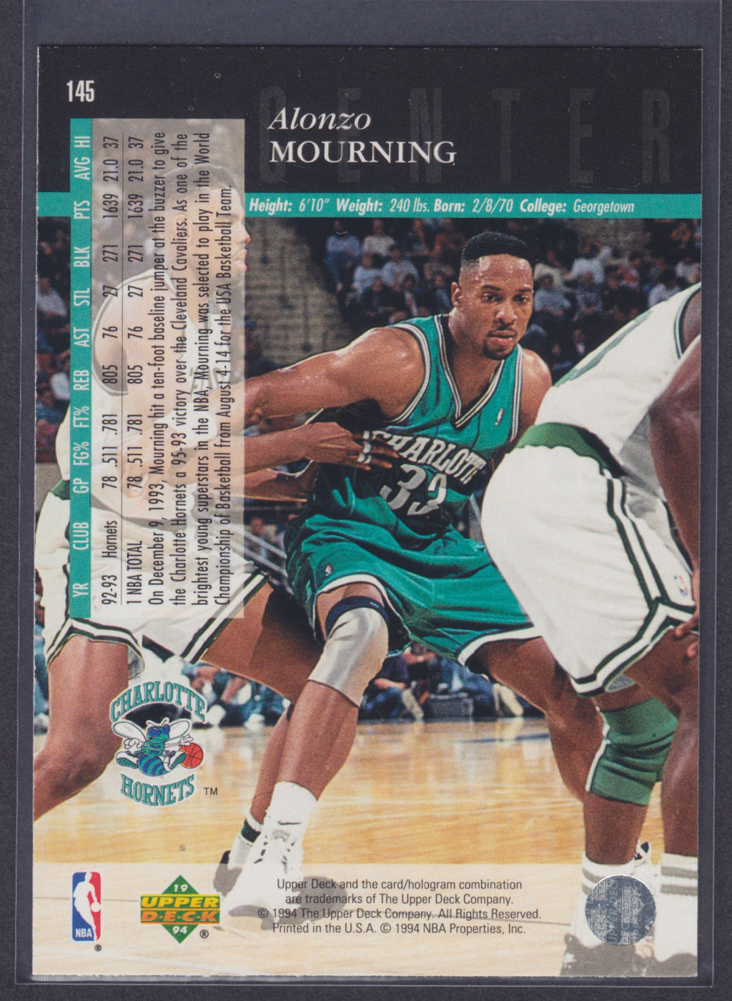 1993-94 Upper Deck SE #145 Alonzo Mourning - NBA