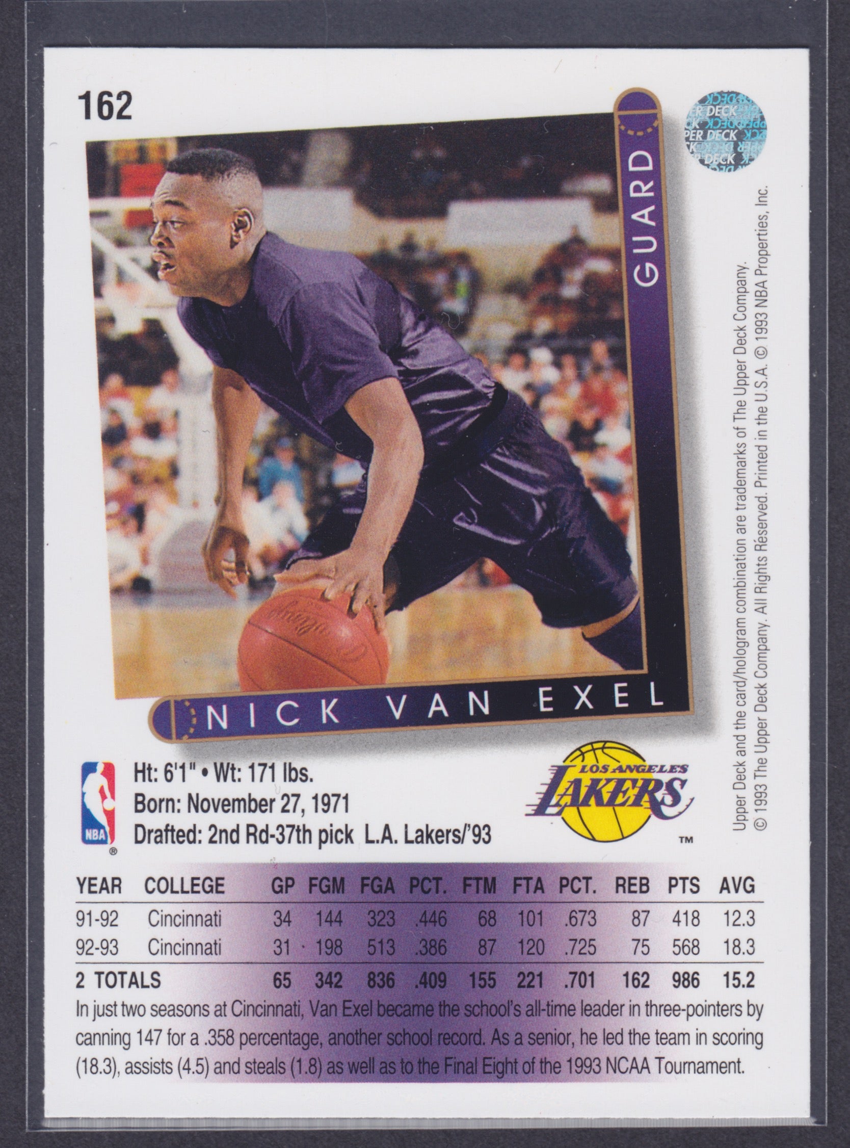 1993-94 Upper Deck #162 Nick Van Exel RC - NBA