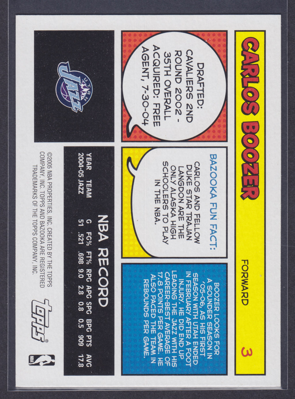 2005-06 Bazooka #3 Carlos Boozer - NBA