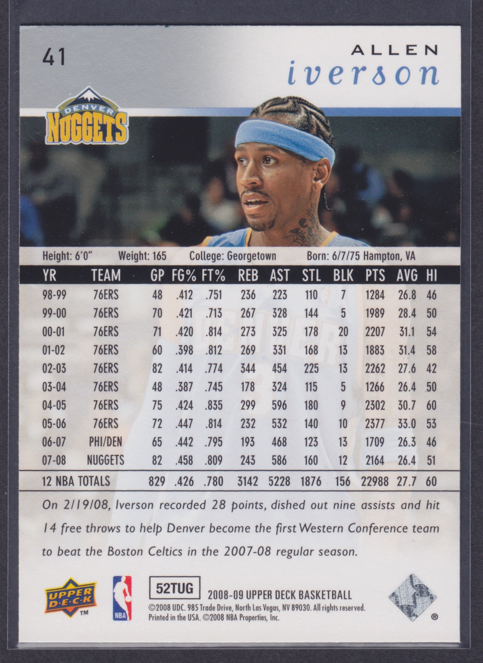 2008-09 Upper Deck #41 Allen Iverson - NBA