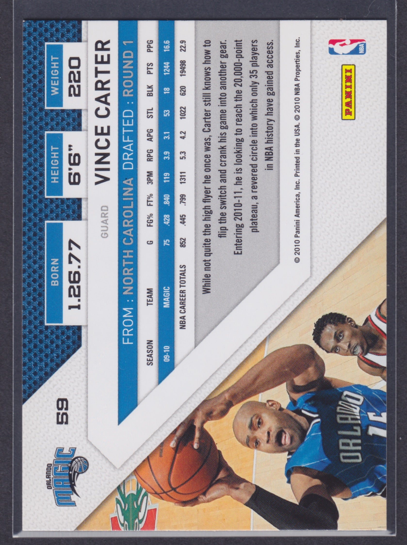 2010-11 Panini Threads #59 Vince Carter - NBA