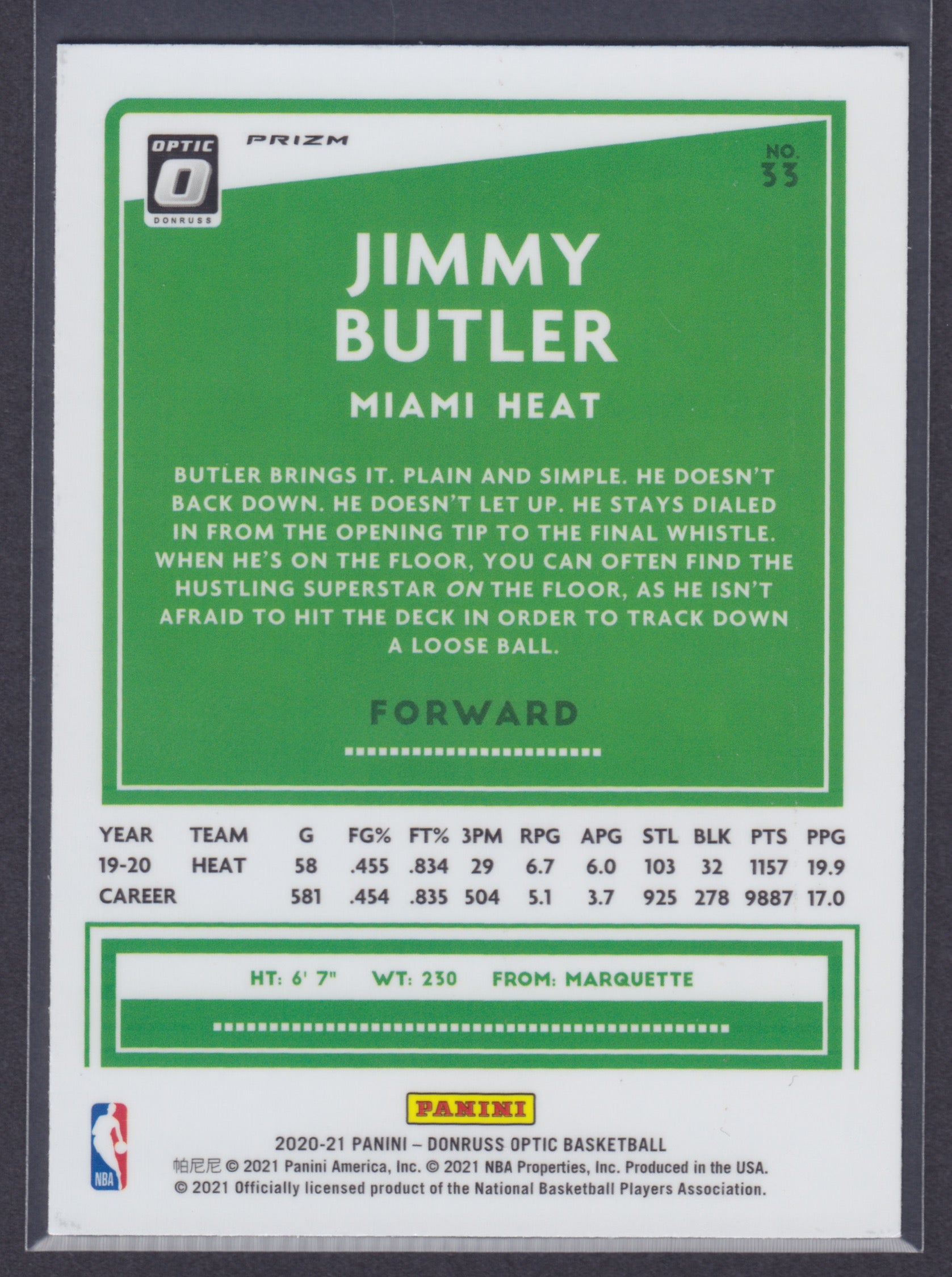 2019-20 Donruss Optic Holo #11 Jimmy Butler - NBA
