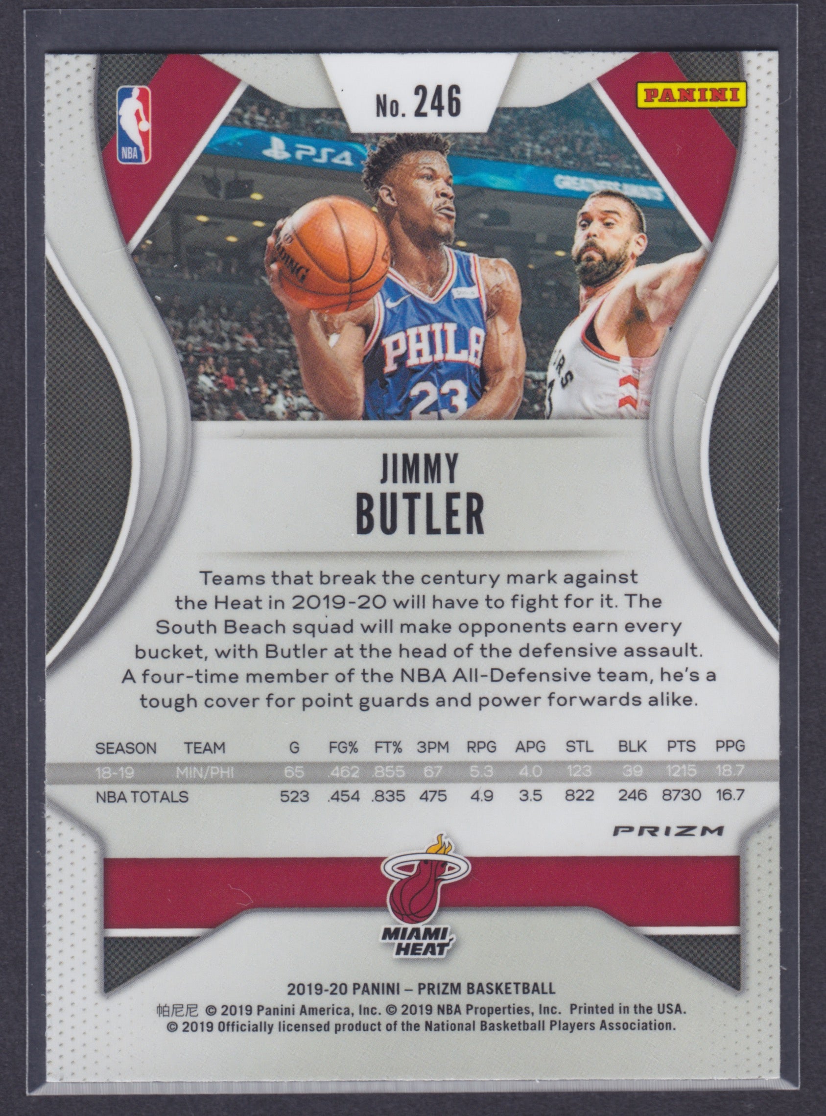 2019-20 Panini Prizm Prizms Red White and Blue #246 Jimmy Butler - NBA