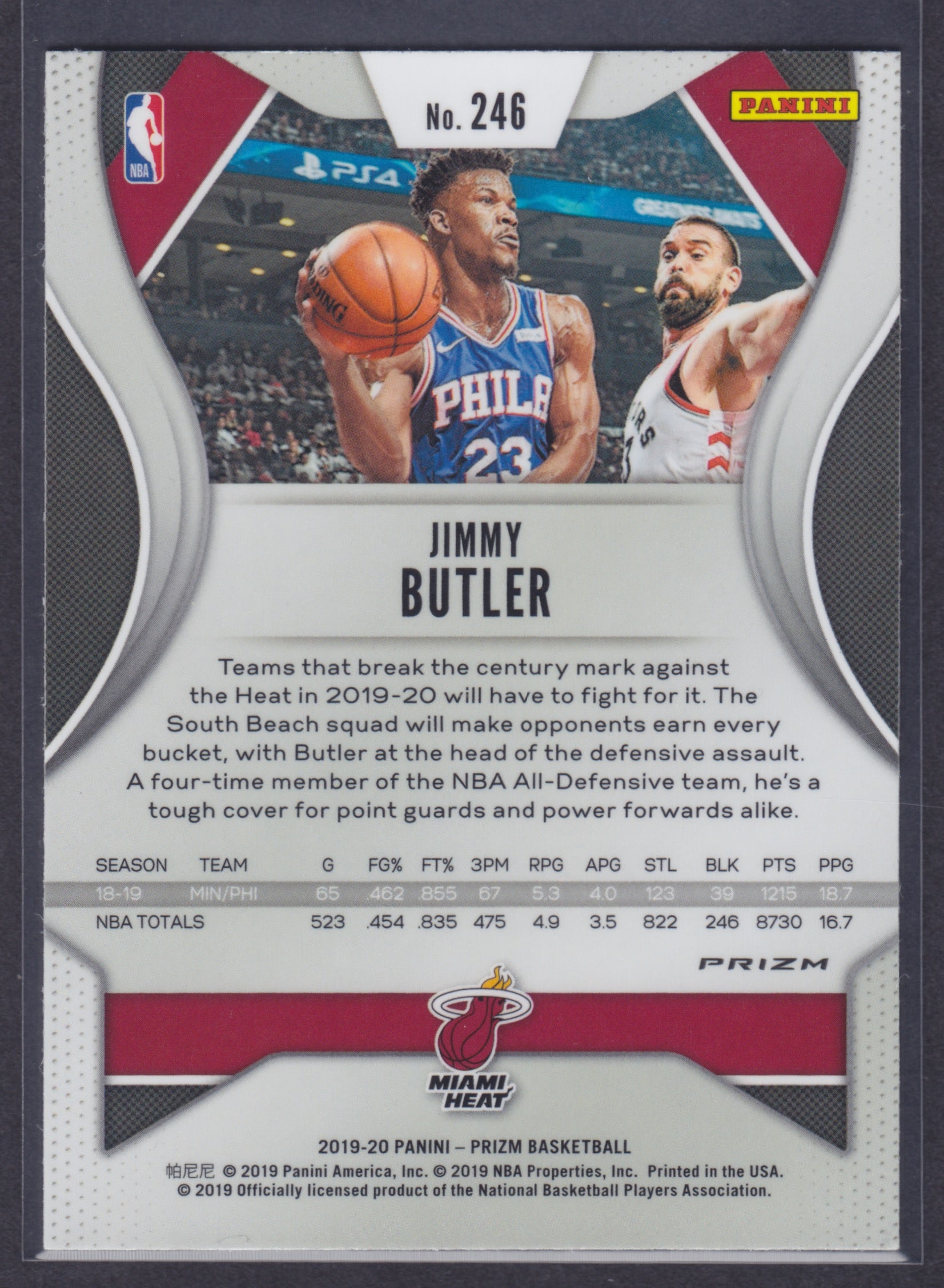 2019-20 Panini Prizm Prizms Silver #246 Jimmy Butler - NBA