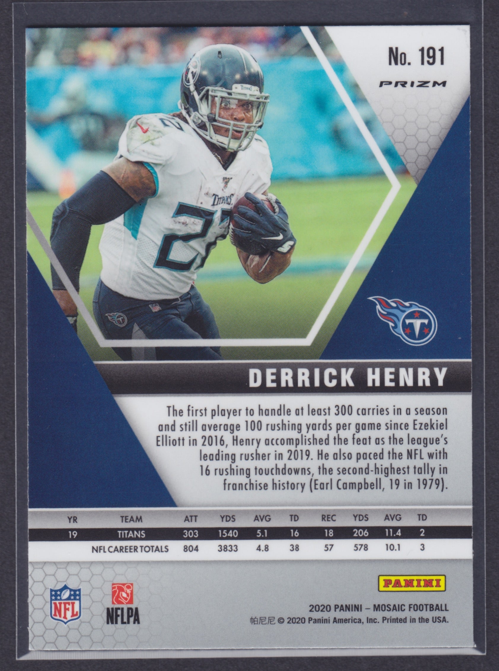2020 Panini Mosaic Silver #191 Derrick Henry - NFL