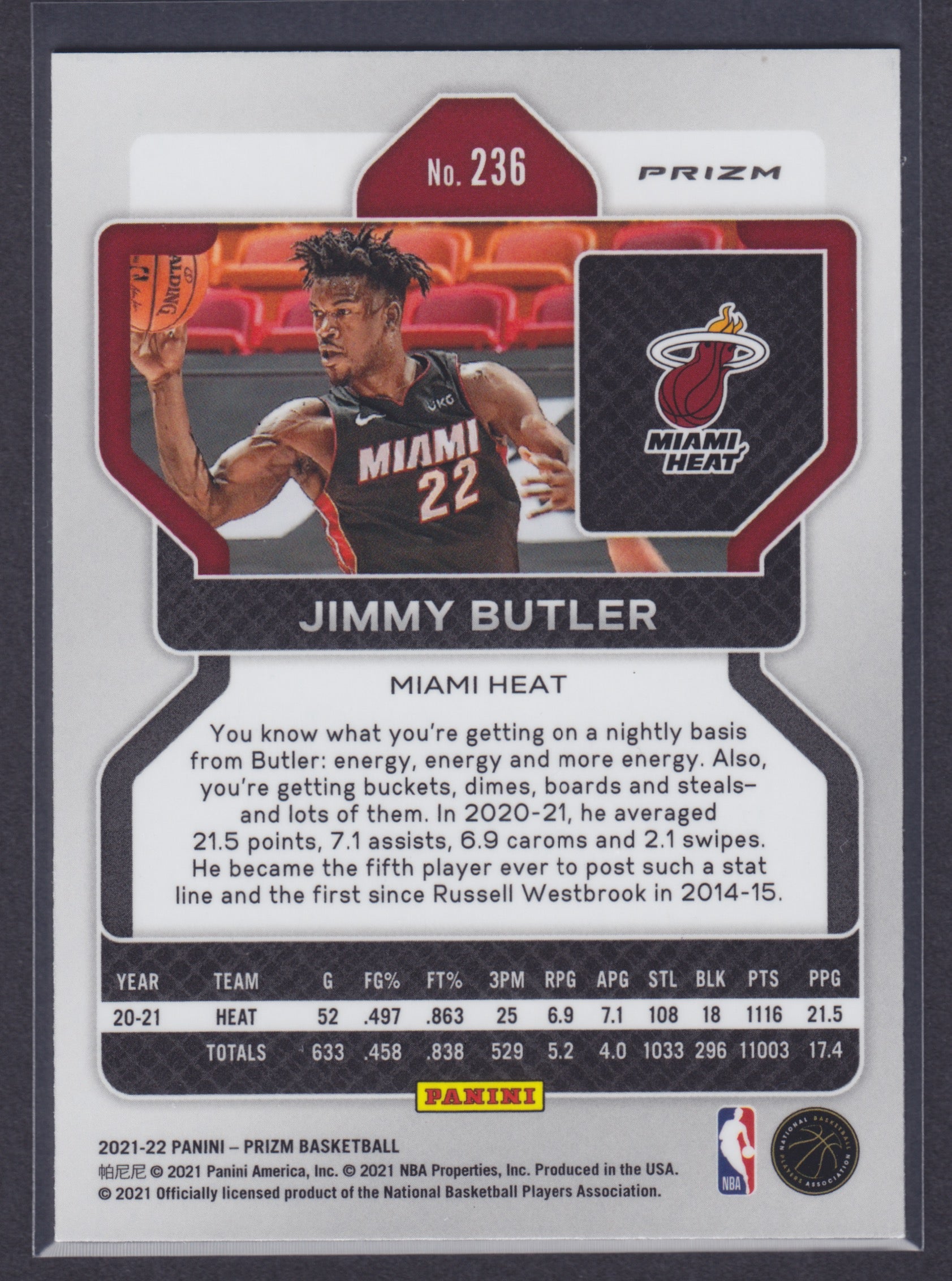 2021-22 Panini Prizm Prizms Green #236 Jimmy Butler - NBA