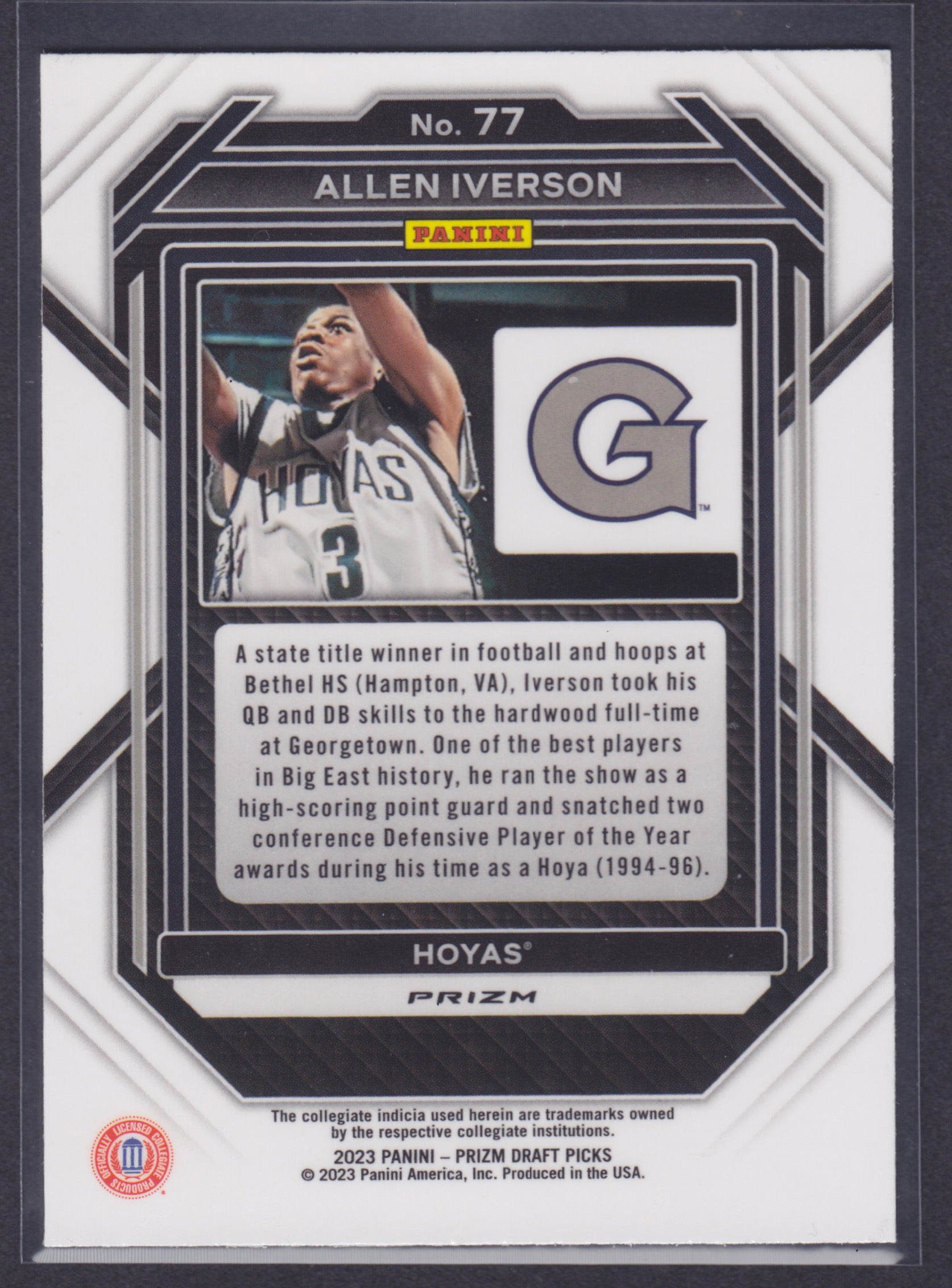 2023-24 Panini Prizm Draft Picks Prizms Silver #77 Allen Iverson - NBA